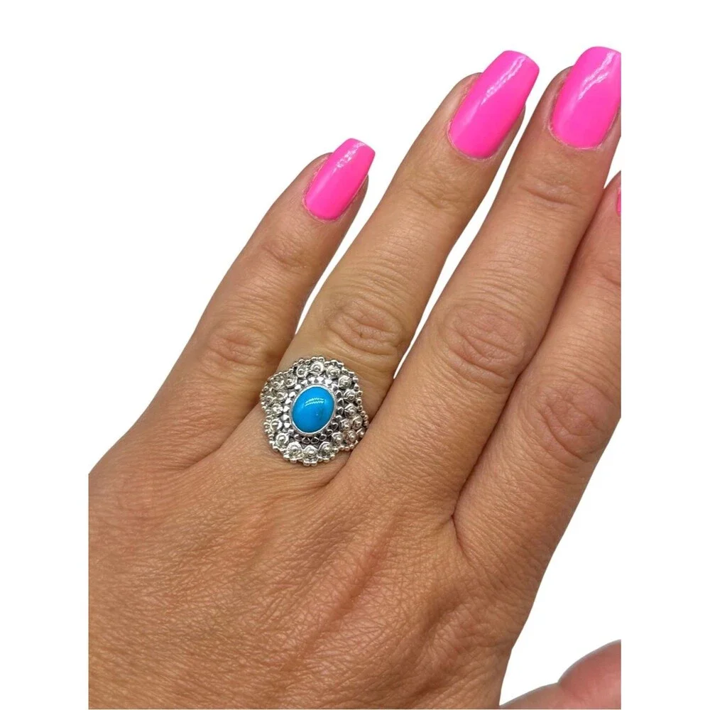 Kingman Turquoise Ring Size 6 Solid 925 Sterling Silver
